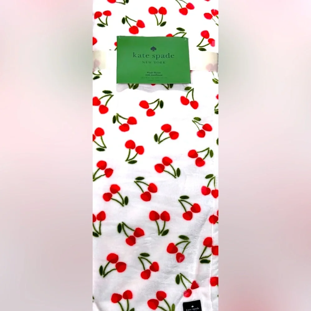 Kate Spade~Plush Blanket 🍒Red Cherry🍒🆕 - Picture 4 of 5